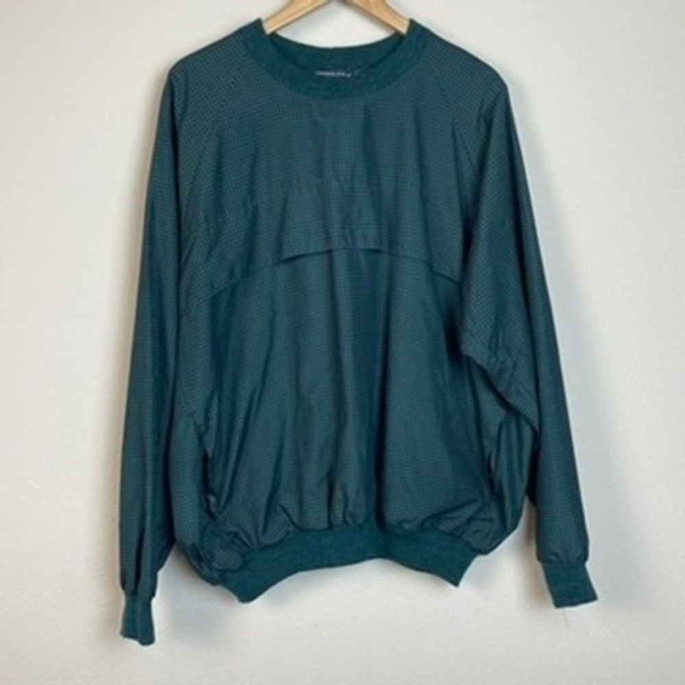 Sunderland of Scotland Classic Golf Pullover Shirt Houndstooth Green Blue Sz XL